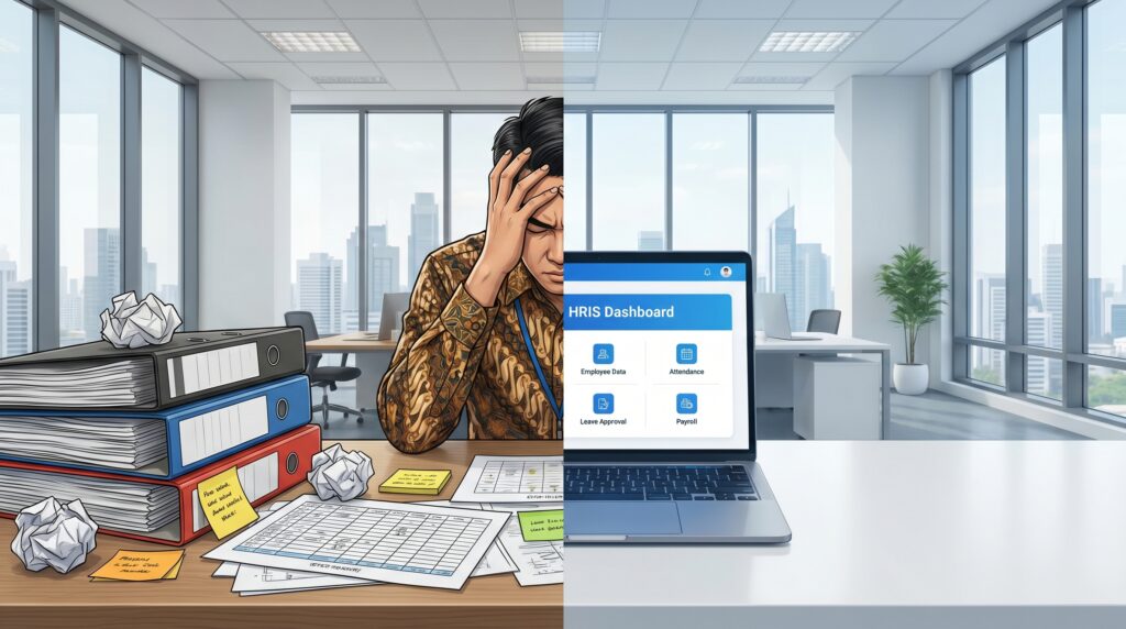 Perusahaan beralih dari administrasi HR manual ke sistem HRIS digital
