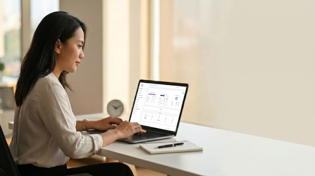 Staf HR mengelola data lembur karyawan melalui sistem digital